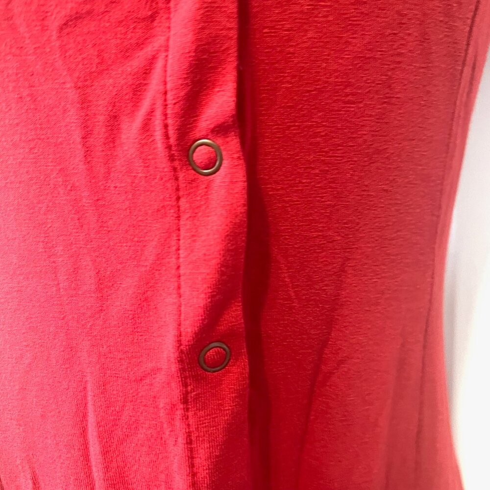 Forever 21-Small-Mini Snap Up Front Short Sleeve Dress-Belted Back-Rust/Orange - Picture 7 of 13